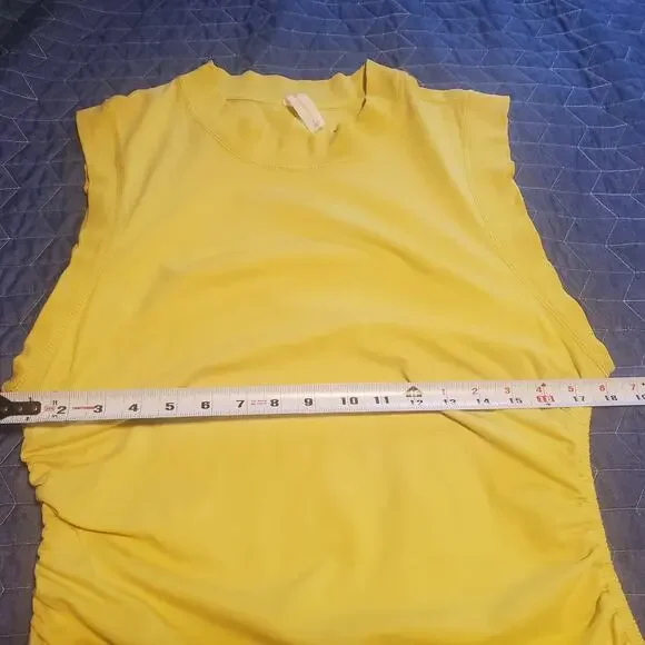 Daily Practice by Anthropologie Size L Ruched Mock-Neck Chartreuse Tank Stretch - Picture 8 of 9